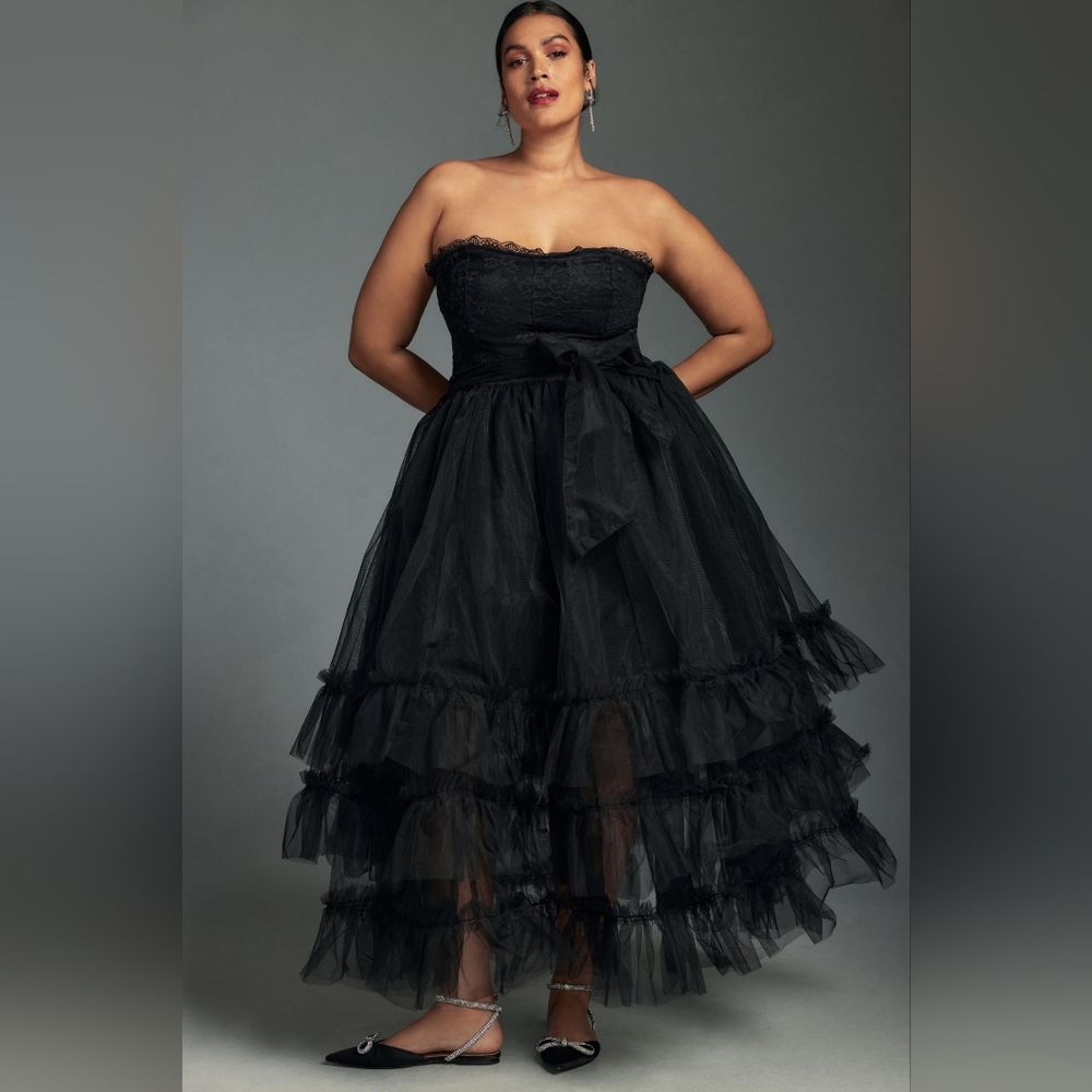 Anthropologie Pilcro Strappless Tulle Midi Dress XL